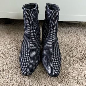 Rhinestone chunky heel